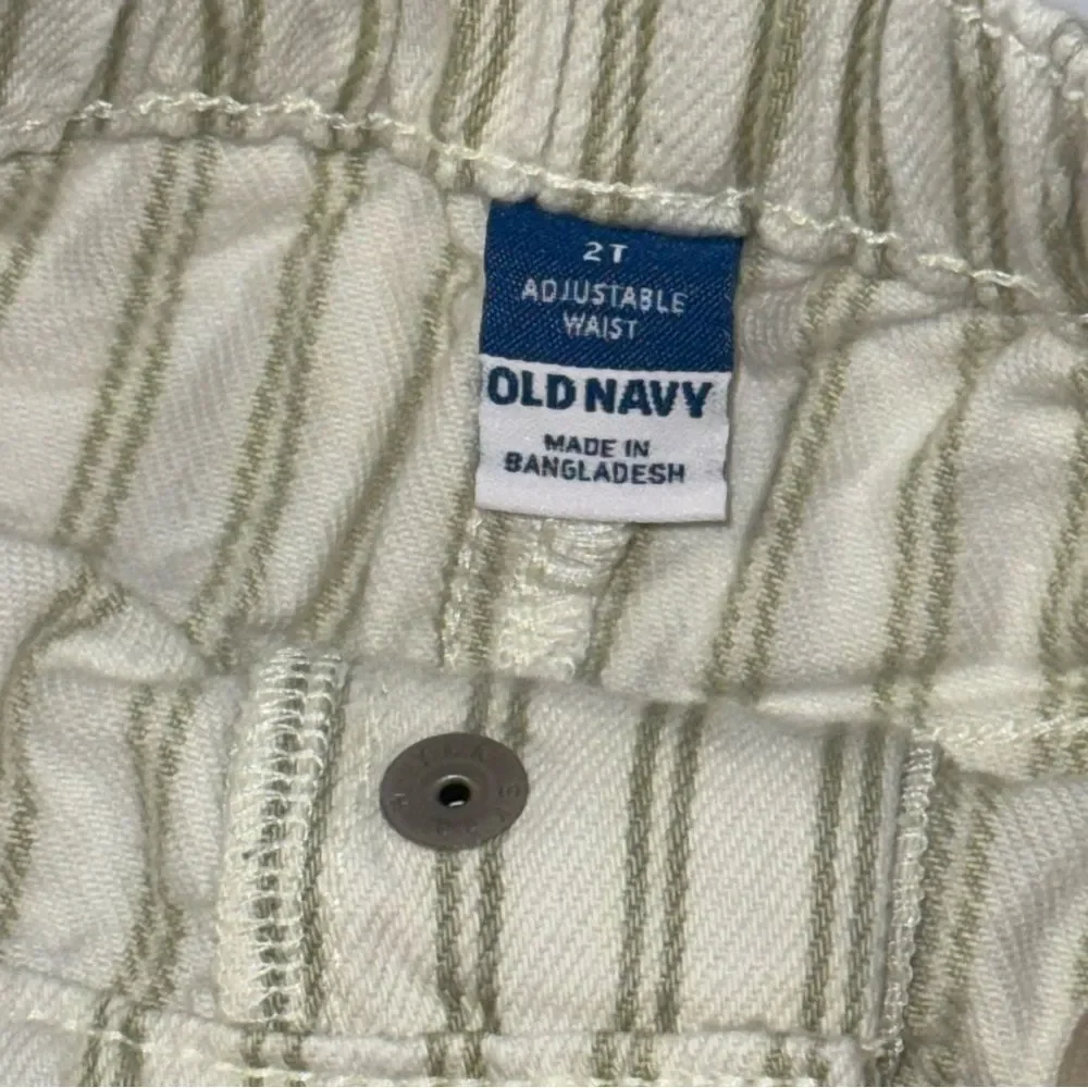 Old Navy High-Waisted striped Jean Shorts Cream and Green